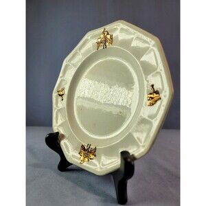 IRONSTONE Plate w/COPPER LUSTER GRAPE Antique 1850s Pattern E.Walley 6.5'' White